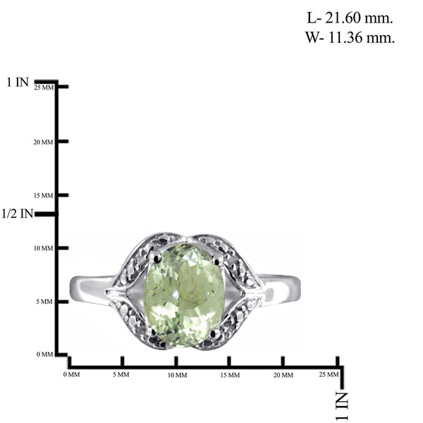 JewelonFire 1 1/3 Carat T.G.W. Green Amethyst And White Diamond Accent Sterling Silver Ring - Assorted Colors