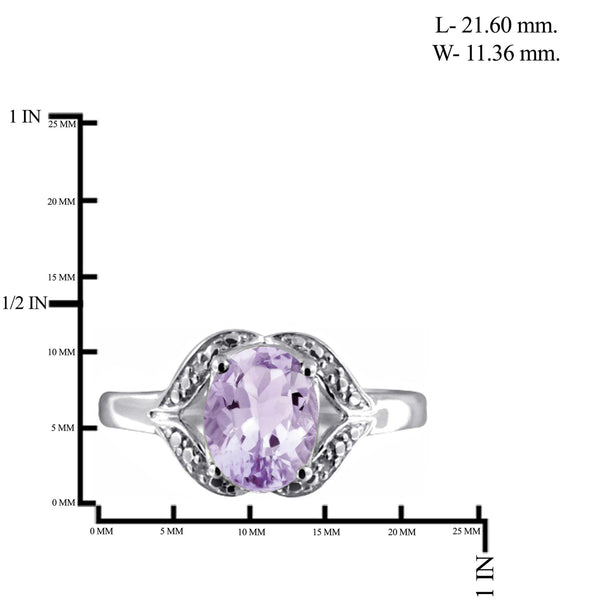 JewelonFire 1.00 Carat T.G.W. Pink Amethyst And White Diamond Accent Sterling Silver Ring - Assorted Colors