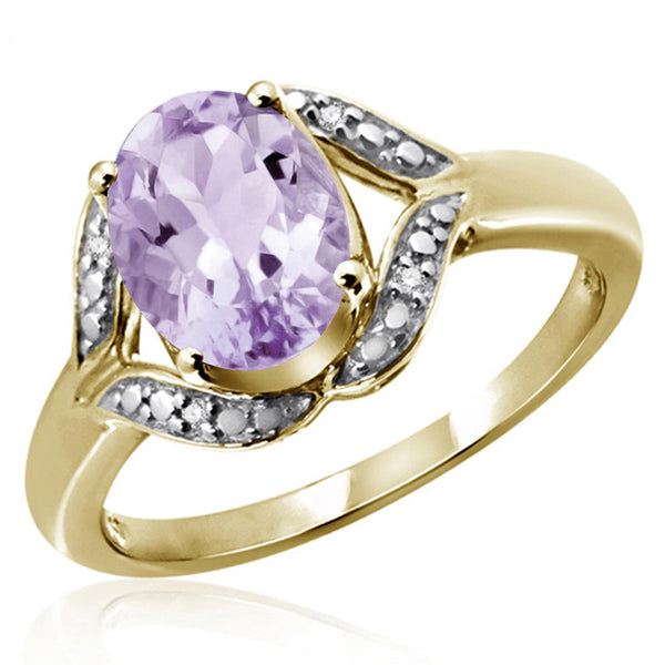 JewelonFire 1.00 Carat T.G.W. Pink Amethyst And White Diamond Accent Sterling Silver Ring - Assorted Colors