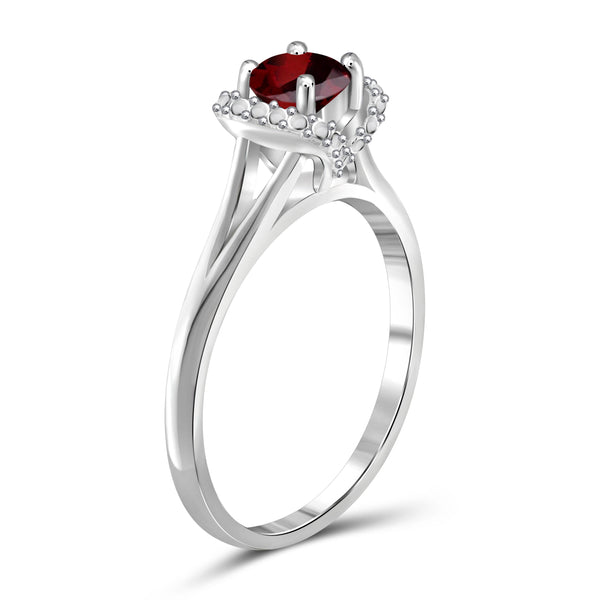 JewelonFire 1/2 Carat T.G.W. Garnet Sterling Silver Ring - Assorted Colors