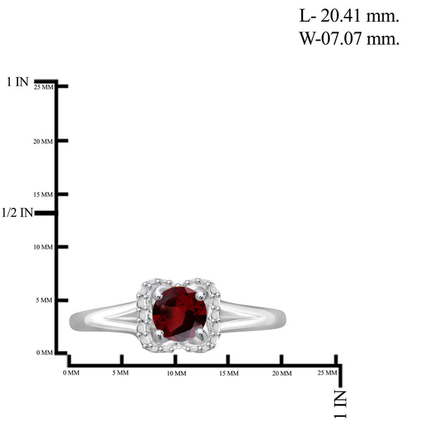 JewelonFire 1/2 Carat T.G.W. Garnet Sterling Silver Ring - Assorted Colors