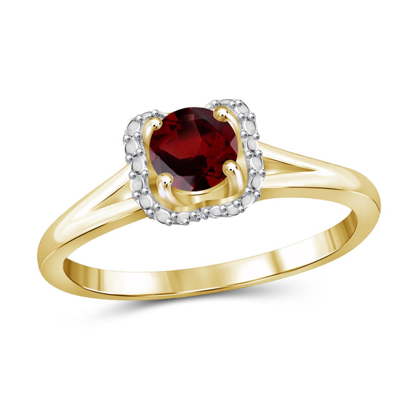 JewelonFire 1/2 Carat T.G.W. Garnet Sterling Silver Ring - Assorted Colors