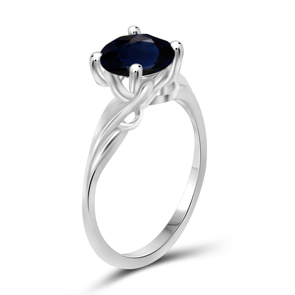 JewelonFire 2 1/5 Carat T.G.W. Sapphire Sterling Silver Ring- Assorted Colors