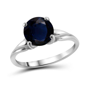 JewelonFire 2 1/5 Carat T.G.W. Sapphire Sterling Silver Ring- Assorted Colors