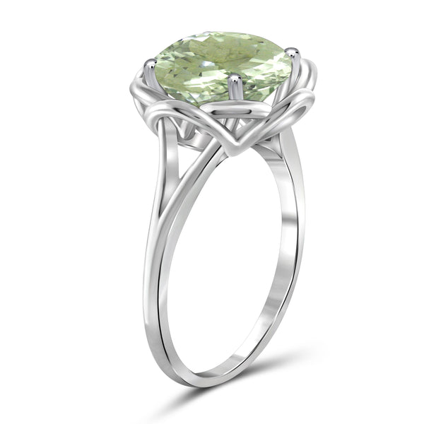 JewelonFire 3 1/2 Carat T.G.W. Green Amethyst Sterling Silver Ring - Assorted Colors