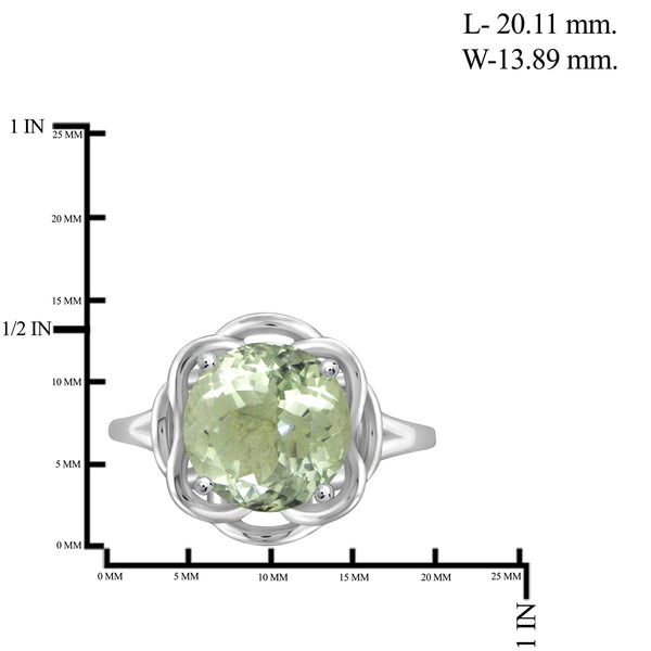 JewelonFire 3 1/2 Carat T.G.W. Green Amethyst Sterling Silver Ring - Assorted Colors