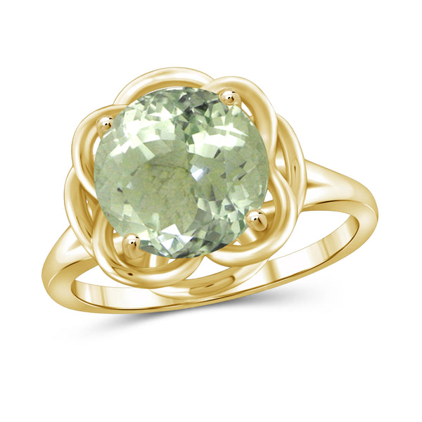 JewelonFire 3 1/2 Carat T.G.W. Green Amethyst Sterling Silver Ring - Assorted Colors