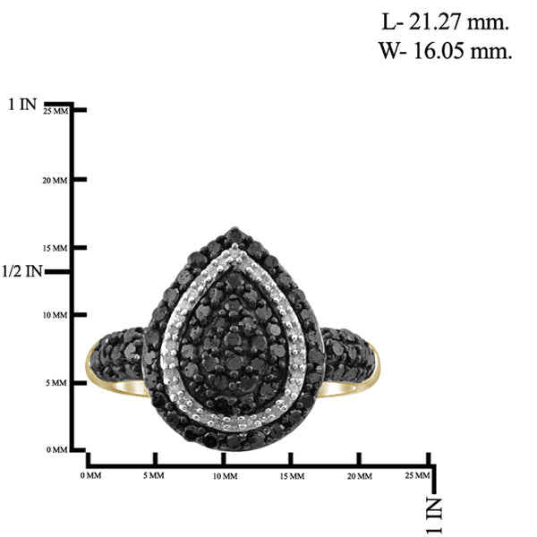 JewelonFire 1 Carat T.W. Black And White Diamond Sterling Silver Ring