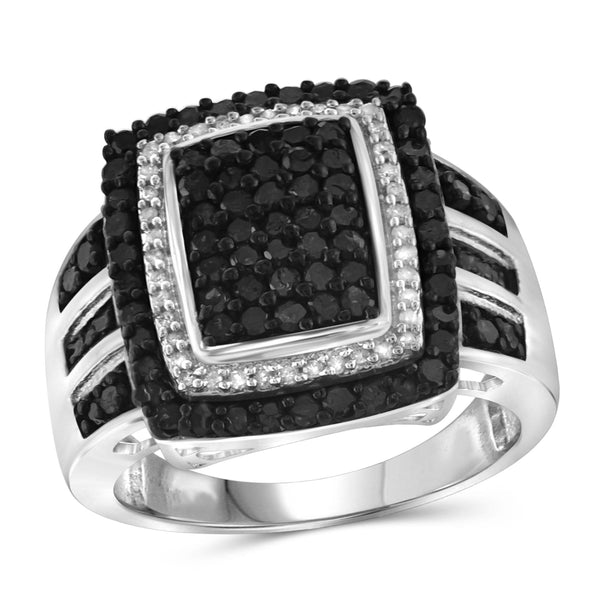 JewelonFire 1 Carat T.W. Black And White Diamond Sterling Silver Ring