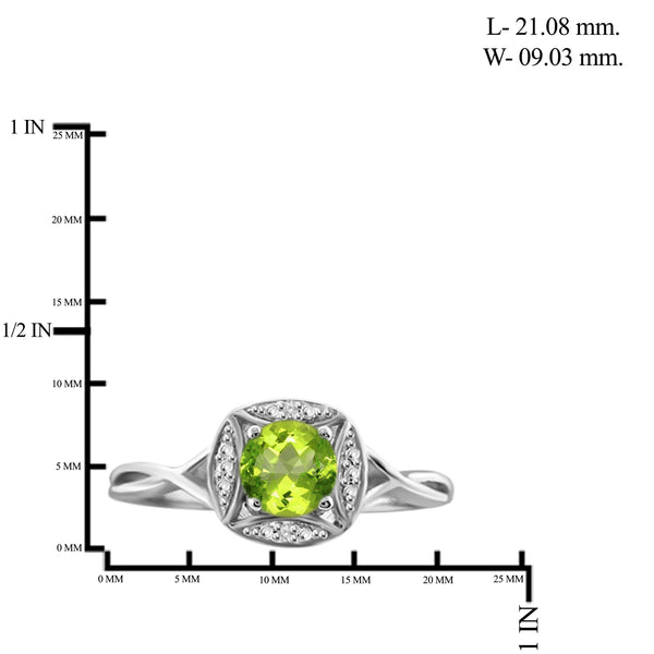 JewelonFire 1/2 Carat T.G.W. Peridot and White Diamond Accent Sterling Silver Ring - Assorted Colors