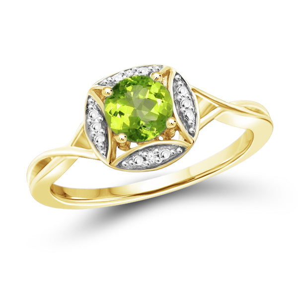 JewelonFire 1/2 Carat T.G.W. Peridot and White Diamond Accent Sterling Silver Ring - Assorted Colors