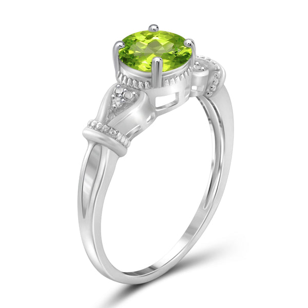 JewelonFire 3/4 Carat T.G.W. Peridot And White Diamond Accent Sterling Silver Ring - Assorted Colors