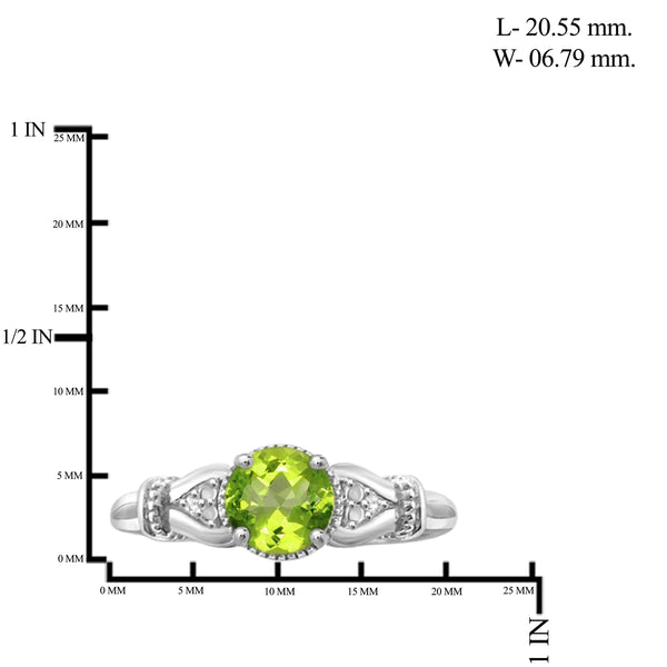 JewelonFire 3/4 Carat T.G.W. Peridot And White Diamond Accent Sterling Silver Ring - Assorted Colors