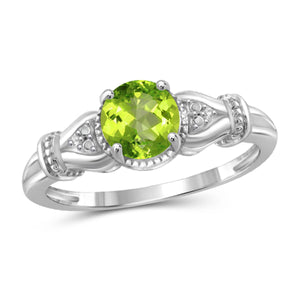 JewelonFire 3/4 Carat T.G.W. Peridot And White Diamond Accent Sterling Silver Ring - Assorted Colors