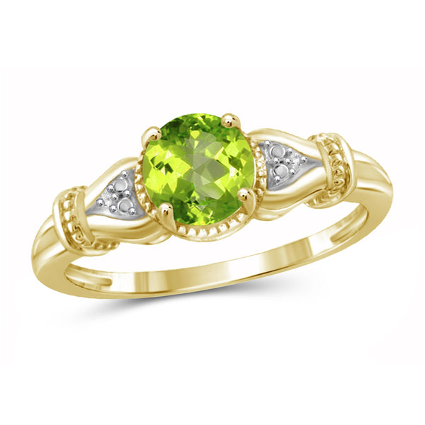 JewelonFire 3/4 Carat T.G.W. Peridot And White Diamond Accent Sterling Silver Ring - Assorted Colors