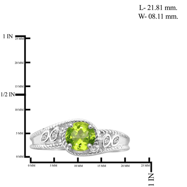 JewelonFire 3/4 Carat T.G.W. Peridot And White Diamond Accent Sterling Silver Ring - Assorted Colors