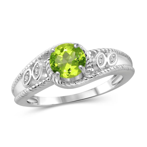 JewelonFire 3/4 Carat T.G.W. Peridot And White Diamond Accent Sterling Silver Ring - Assorted Colors