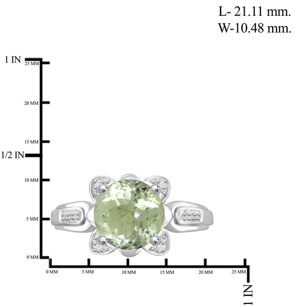 JewelonFire 2 1/2 Carat T.G.W. Green Amethyst And White Diamond Accent Sterling Silver Ring - Assorted Colors