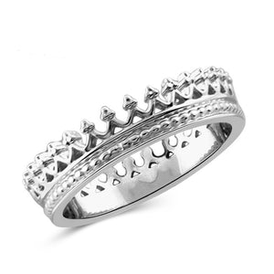 JewelonFire Sterling Silver Sleek Imperial Crown Ring - Assorted Colors