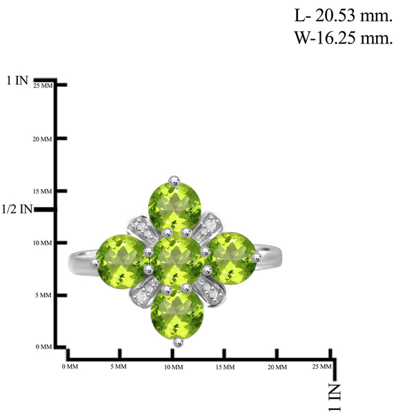 JewelonFire 2 1/4 Carat T.G.W. Peridot and White Diamond Accent Sterling Silver Ring - Assorted Colors