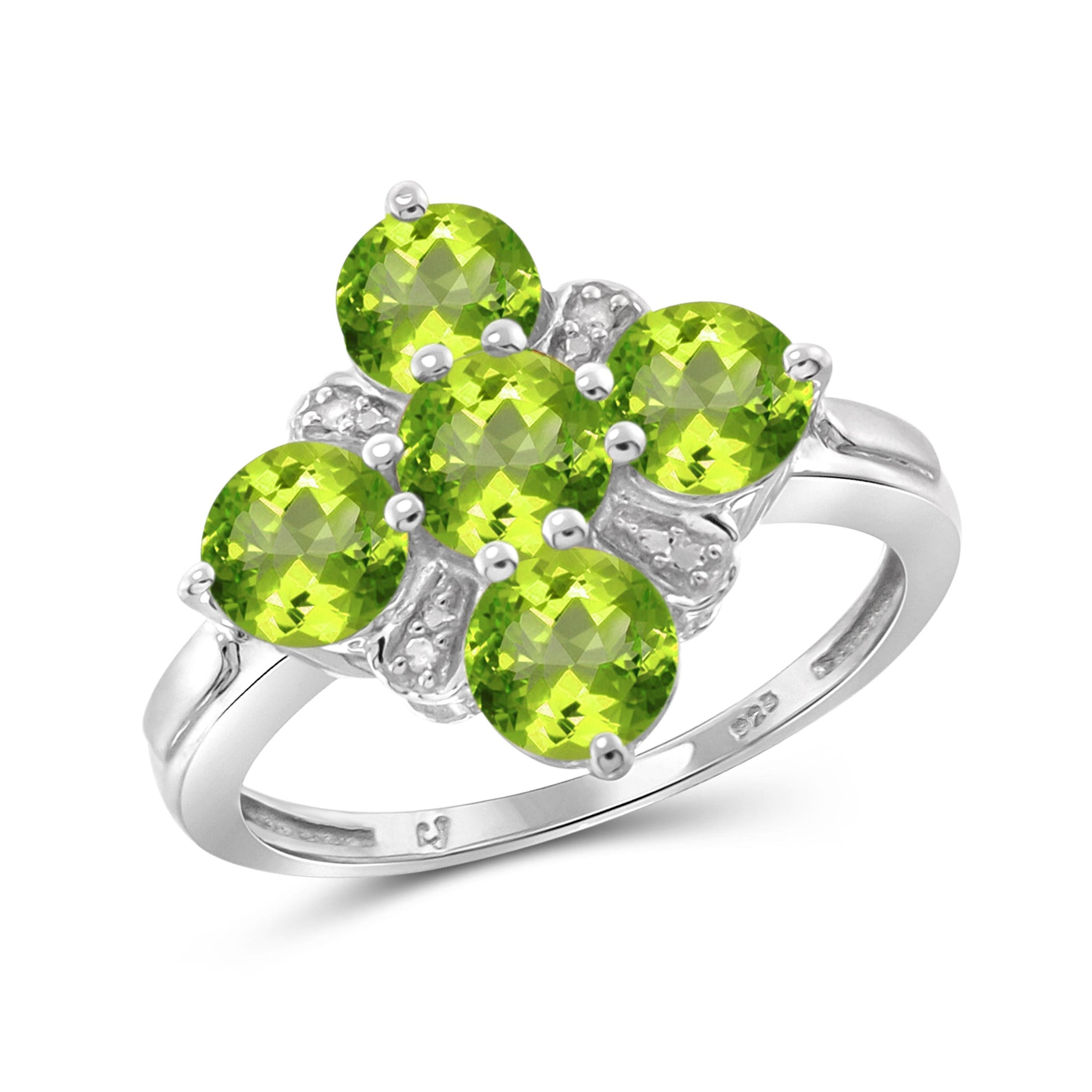 JewelonFire 2 1/4 Carat T.G.W. Peridot and White Diamond Accent Sterling Silver Ring - Assorted Colors