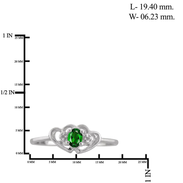 JewelonFire 0.15 Carat T.G.W. Chrome Diopside and White Diamond Accent Sterling Silver Ring - Assorted Colors