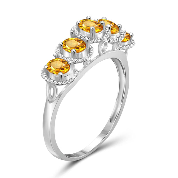 JewelonFire 1.00 Carat T.G.W. Citrine Sterling Silver Ring - Assorted Colors