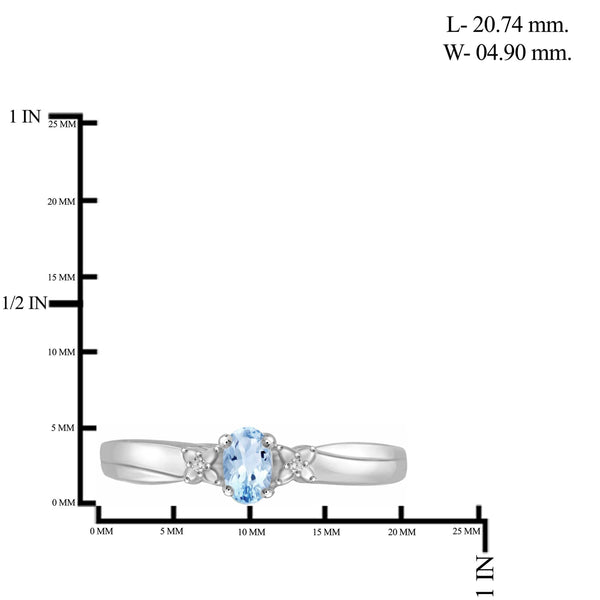 JewelonFire 1/4 Carat T.G.W. Sky Blue Topaz And White Diamond Accent Sterling Silver Ring - Assorted Colors