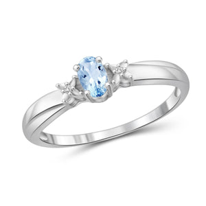 JewelonFire 1/4 Carat T.G.W. Sky Blue Topaz And White Diamond Accent Sterling Silver Ring - Assorted Colors