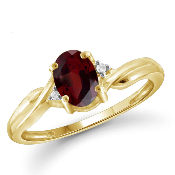 JewelonFire 1.00 Carat T.G.W. Garnet And White Diamond Accent Sterling Silver Ring - Assorted Colors