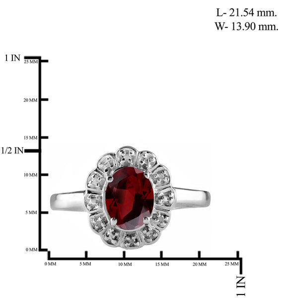 JewelonFire 1 1/2 Carat T.G.W. Garnet And 1/20 Carat T.W. White Diamond Sterling Silver Ring - Assorted Colors