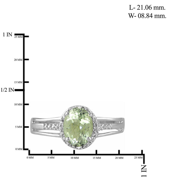 JewelonFire 1 1/3 Carat T.G.W. Green Amethyst And White Diamond Accent Sterling Silver Ring - Assorted Colors