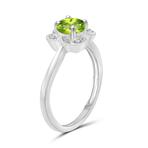 JewelonFire 3/4 Carat T.G.W. Peridot And White Diamond Accent Sterling Silver Ring - Assorted Colors