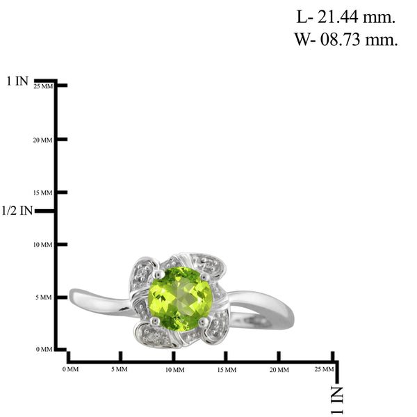 JewelonFire 3/4 Carat T.G.W. Peridot And White Diamond Accent Sterling Silver Ring - Assorted Colors