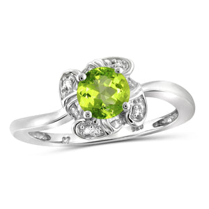 JewelonFire 3/4 Carat T.G.W. Peridot And White Diamond Accent Sterling Silver Ring - Assorted Colors