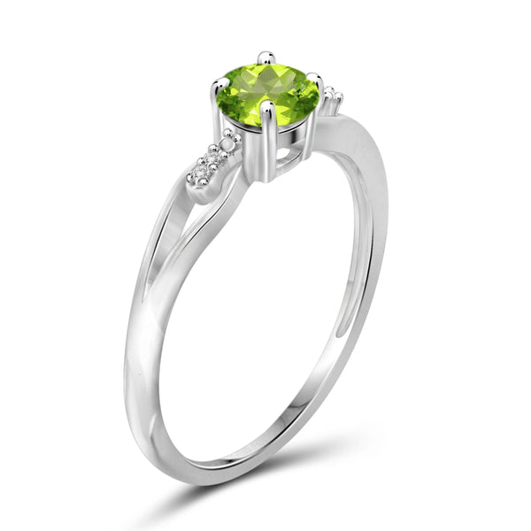 JewelonFire 1/2 Carat T.G.W. Peridot and White Diamond Accent Sterling Silver Ring - Assorted Colors