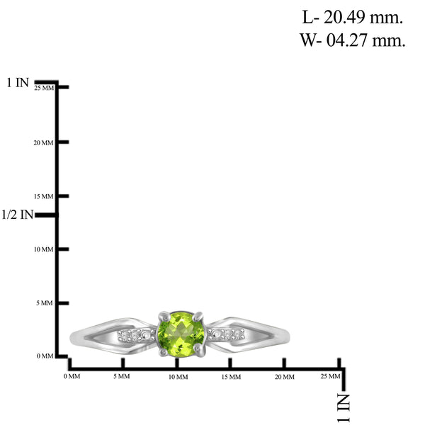 JewelonFire 1/2 Carat T.G.W. Peridot and White Diamond Accent Sterling Silver Ring - Assorted Colors