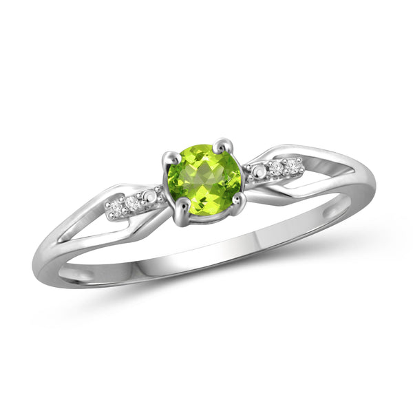 JewelonFire 1/2 Carat T.G.W. Peridot and White Diamond Accent Sterling Silver Ring - Assorted Colors