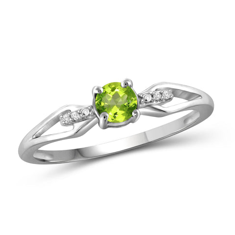 JewelonFire 1/2 Carat T.G.W. Peridot and White Diamond Accent Sterling Silver Ring - Assorted Colors