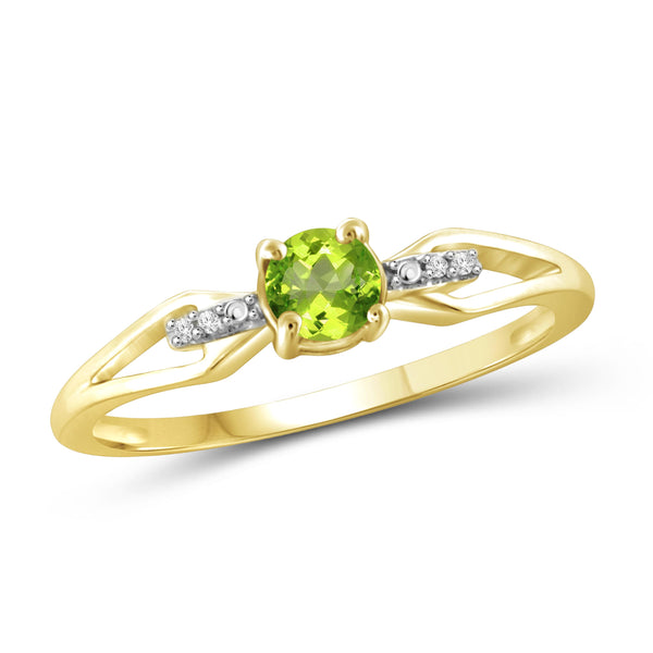 JewelonFire 1/2 Carat T.G.W. Peridot and White Diamond Accent Sterling Silver Ring - Assorted Colors