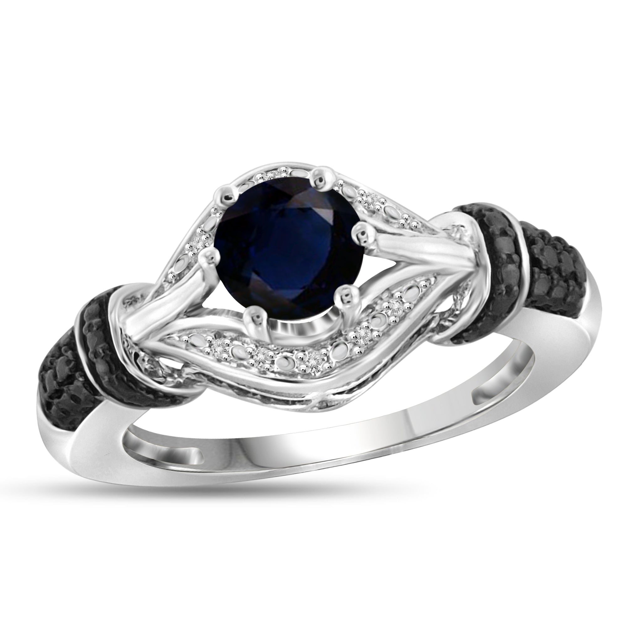 JewelonFire 1 1/5 Carat T.G.W. Sapphire and White Diamond Accent Sterling Silver Ring- Assorted Colors