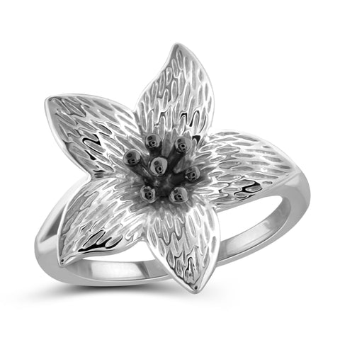 JewelonFire Two-Tone Sterling Silver Blossoming Beauty Flower Ring