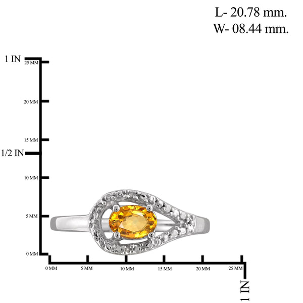 JewelonFire 1/2 Carat T.G.W. Citrine And White Diamond Accent Sterling Silver Ring - Assorted Colors