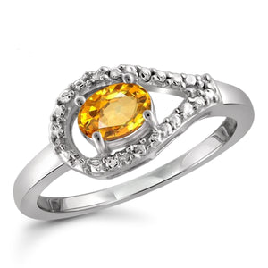 JewelonFire 1/2 Carat T.G.W. Citrine And White Diamond Accent Sterling Silver Ring - Assorted Colors