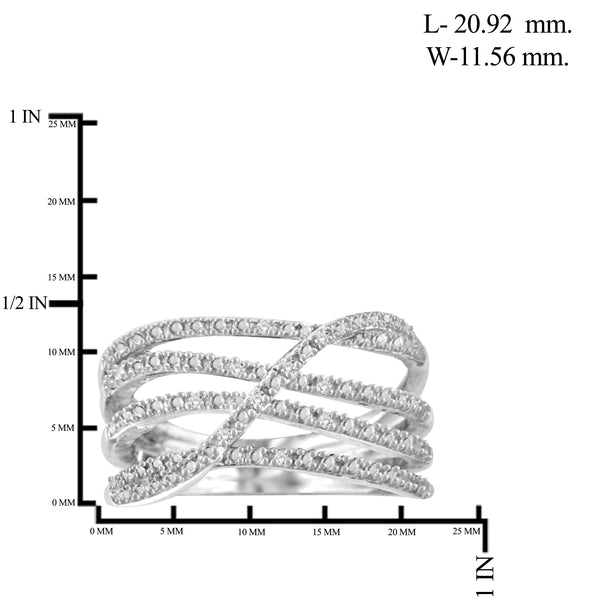 JewelonFire White Diamond Accent Sterling Silver Open Ring - Assorted Colors