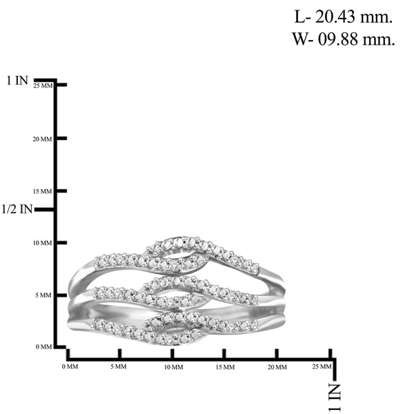 JewelonFire White Diamond Accent Sterling Silver Open Ring - Assorted Colors