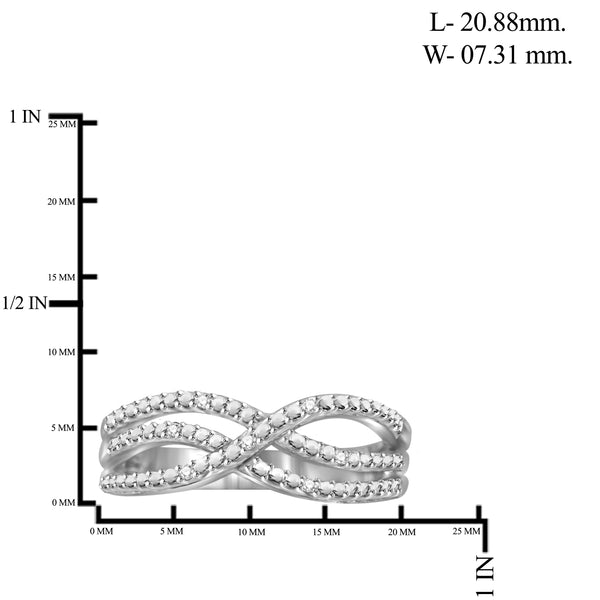 JewelonFire White Diamond Accent Sterling Silver Open Ring - Assorted Colors