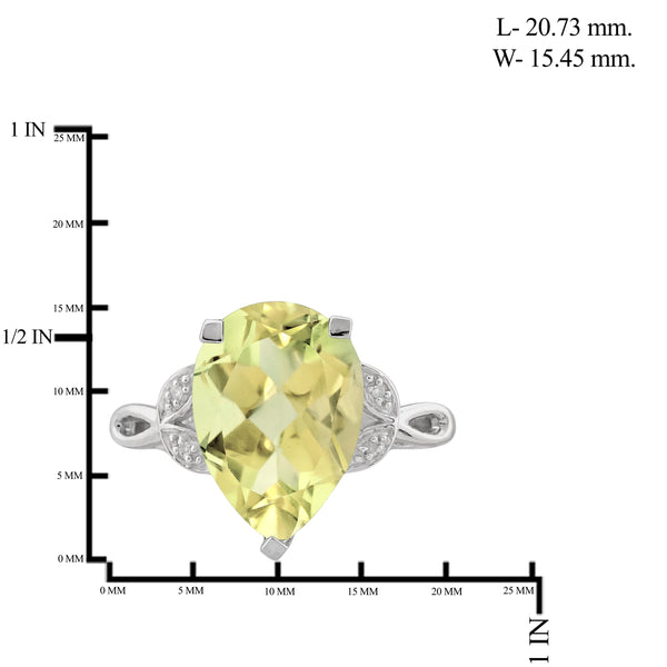 JewelonFire 5.00 Carat T.G.W. Lemon Quartz And White Diamond Accent Sterling Silver Ring - Assorted Colors