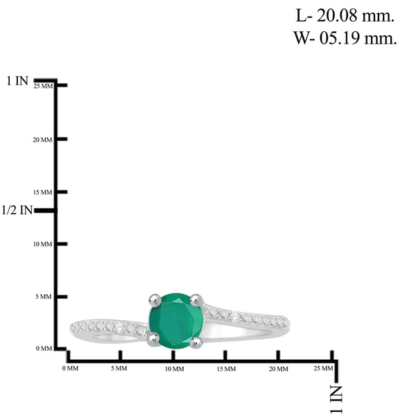 JewelonFire 1/2 Carat T.G.W. Emerald and White Diamond Accent Sterling Silver Promise Ring - Assorted Colors