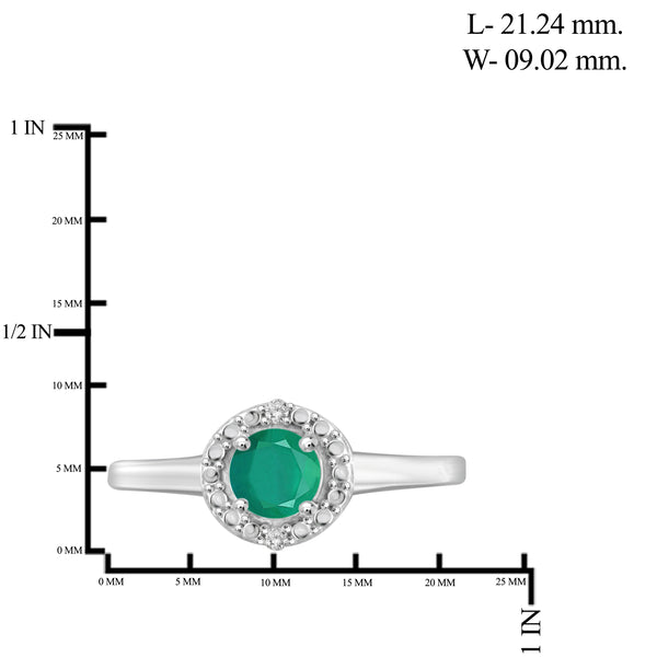 JewelonFire 1/2 Carat T.G.W. Emerald and White Diamond Accent Sterling Silver Promise Ring - Assorted Colors